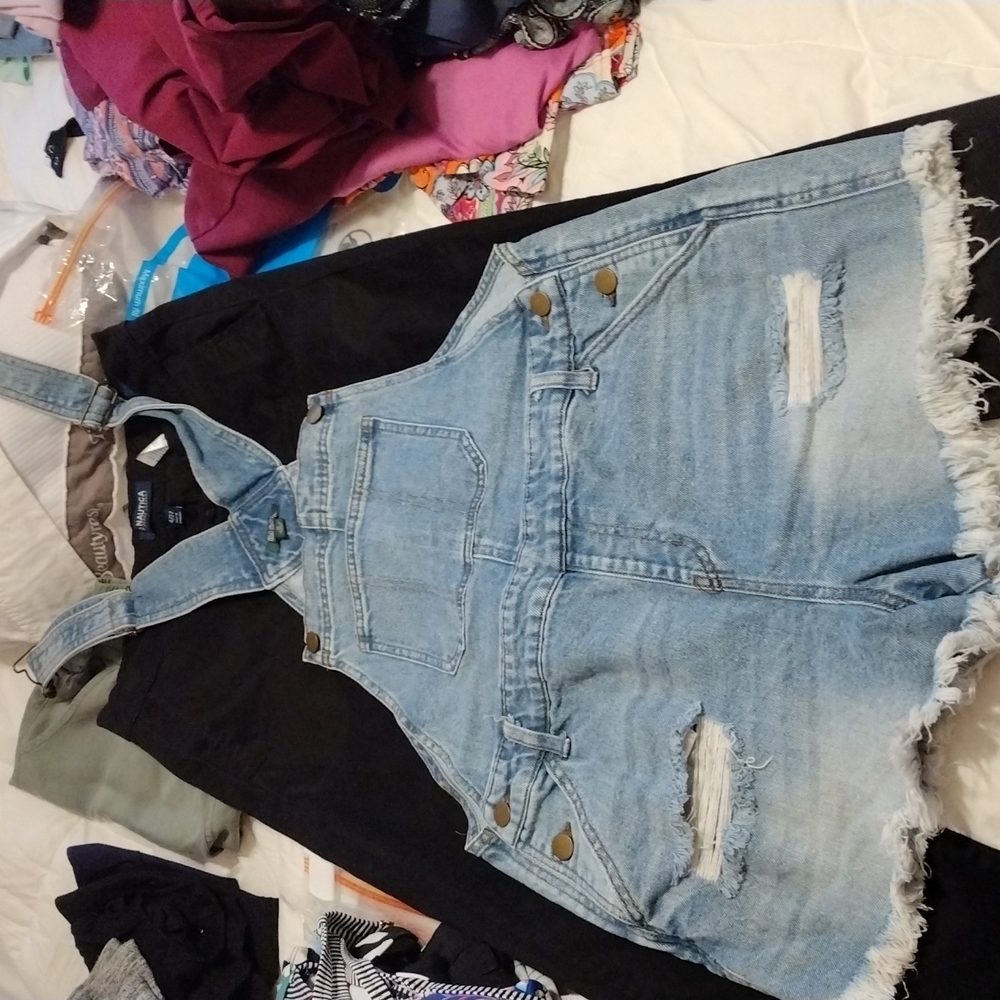 Wild Fable light denim short overalls